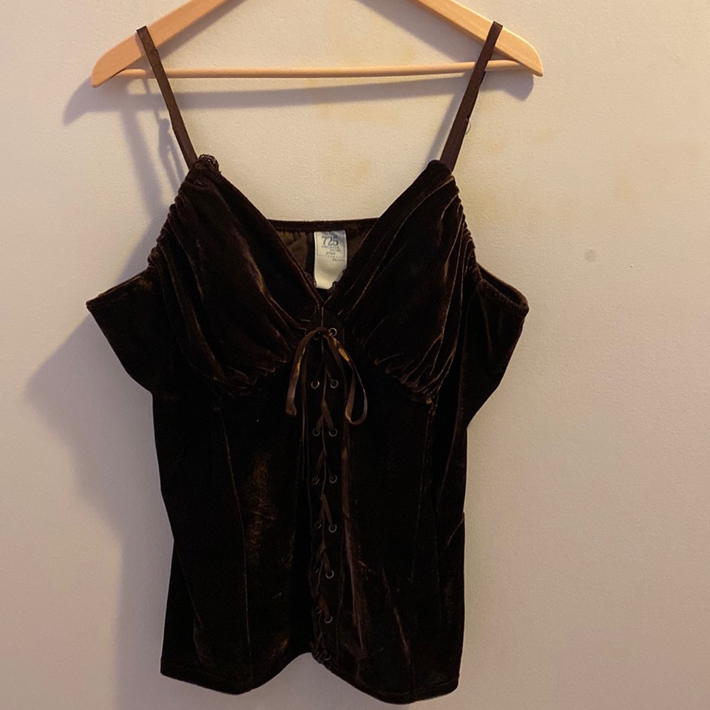 Chocolate brown wireless plus size bustier.